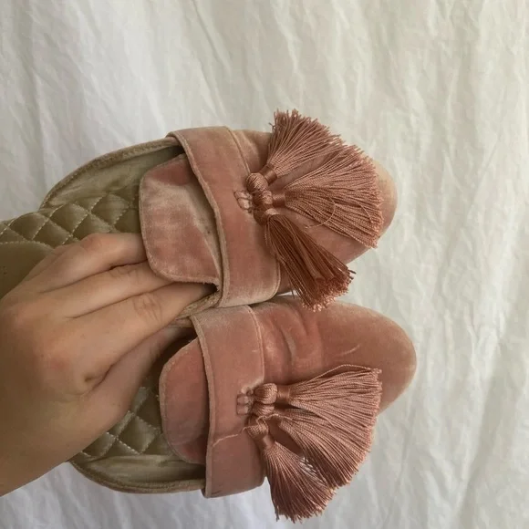 BIRDIES Velvet Triple Tassel Robin Slides Slippers Flats Shoes Size 7 - Picture 2 of 9